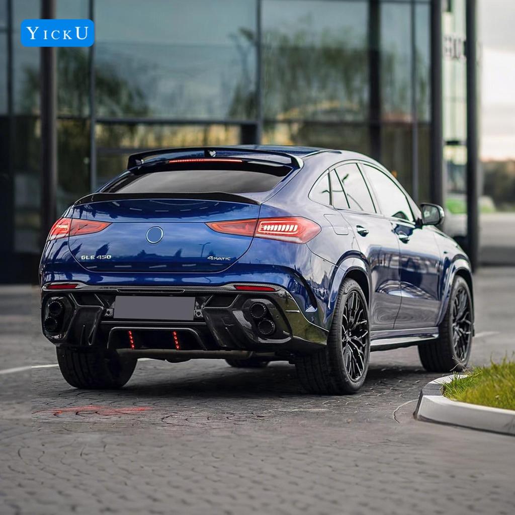 Совместимо с Mercedes-Benz GLE450/53 (20-23) Комплект из углеродного волокна в стиле LD: Передний и задний сплиттеры, Капот, Верхний спойлер на багажник, Решетка радиатора