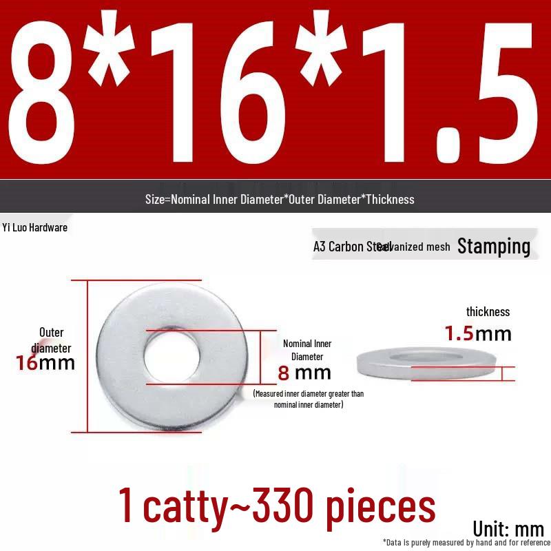 Оцинкованное Нестандартное Утолщенное Железное Плоское Кольцо-Шайба M3-M12