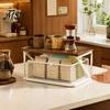 Home Coffee Bar Decor Station Organizer with Drawer, Tiered Organizer, Wooden Top Shelf, Tea Bag Holder Wire Mesh Drawers for Bags, Capsules,