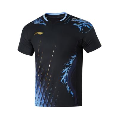 Футболка для настольного тенниса Li Ning, быстросохнущая, антибактериальная, спортивная, с коротким рукавом, унисекс, черная AAYU201-2