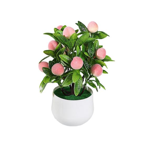 Имитация бонсай, не увядает, никогда не выцветает, устойчива к атмосферным воздействиям, легкий уход, 12 фруктов, искусственный апельсин, персик, фрукты, бонсай, декор для гостиной