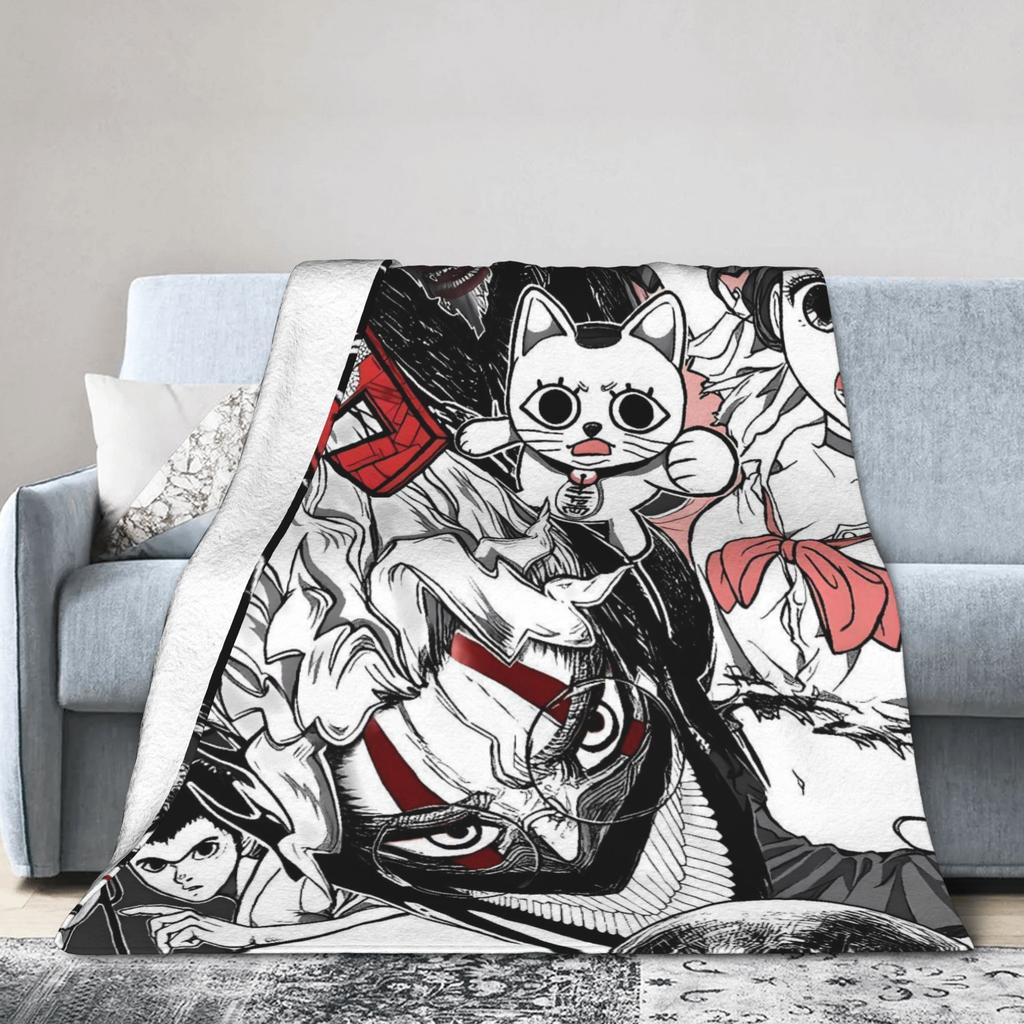 Cat Dandadan Flannel Blanket Winter Super Soft Bedding Throws for Students Outdoor Fluffy Bedspread Sofa Bed Cover