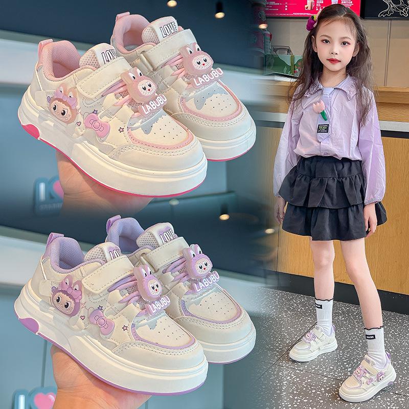 Детские повседневные спортивные туфли с липучками 2026 года с мультяшным принтом - Нескользящие, Весна/Осень, Студенческие одиночные туфли