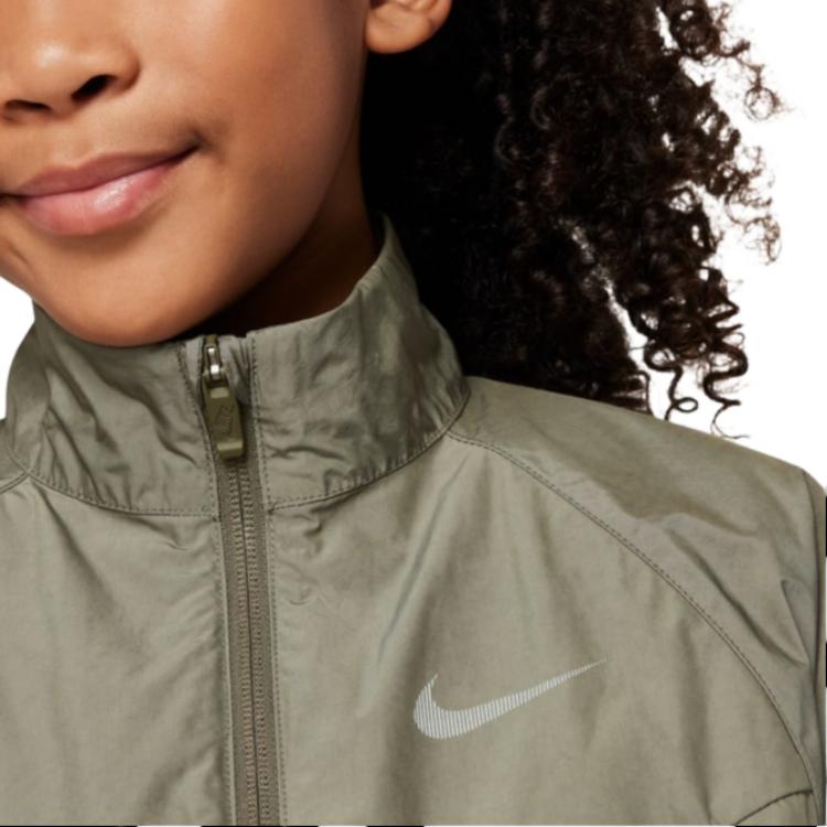 Nike Свободная куртка с логотипом и воротником-стойкой на молнии. Детские топы с длинными рукавами. Оливковый FN8656-222.