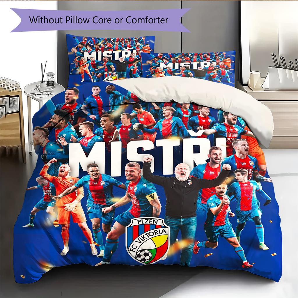 Viktoria Plzen Football Club Pattern Bedding Home Decoration Birthday & Festival Gift (1 * duvet cover + 2 * pillowcase, without core)