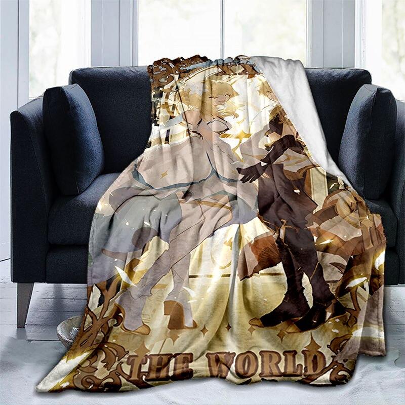 Мультяшное одеяло с принтом Genshin, фланелевое теплое мягкое плюшевое одеяло для дивана-кровати, милое плюшевое одеяло в стиле аниме