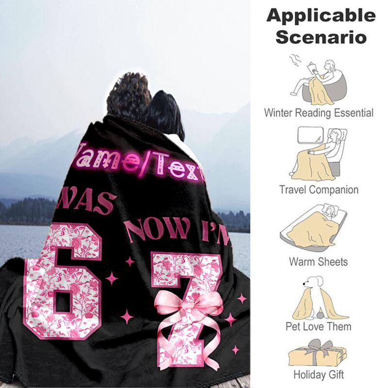 1PC Custom Name Happy Birthday Celebration flannel blanket versatile,all-season throw suitable for the living room,bedroom,camping,travel,and gift