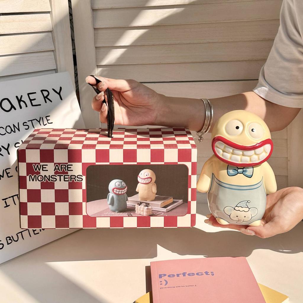 Cute Ugly Cute Big Mouth Mud Monster Mug Creative Funny Ceramic Cup Pair of Cups Gift Box Set Birthday Gift