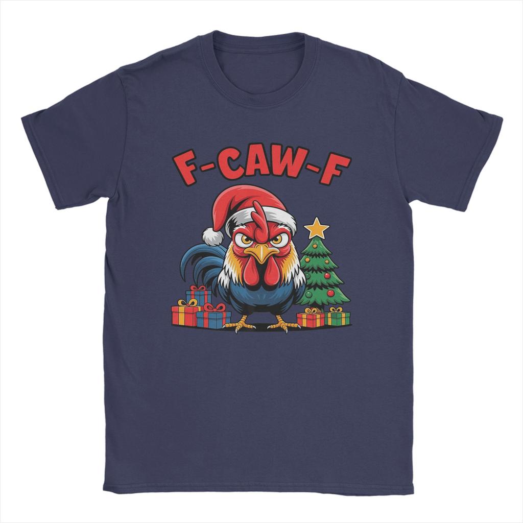 F-Caw-F Рождественский Петух F Cawf Курица Рождественская Мужская Футболка Винтажная Футболка С Коротким Рукавом Круглый Вырез Хлопок 6XL Топы
