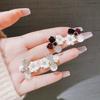 New Trend White Zircon Crystal Flower Opal Stud Earring for Women Exquisite Jewelry Accessory Christmas Gift