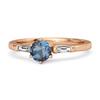 London Blue Topaz Three Stone Ring - 925 Sterling Silver Rose Gold Vermeil