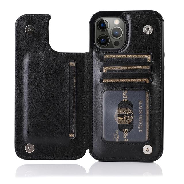 Кожаный чехол-кошелек с двойной подставкой и кнопками для Iphone 14 Pro Max 13 Pro 12 11 Se 2022 X Xr Xs Max 8 7 6 6s Plus 5 5s со слотом для карт