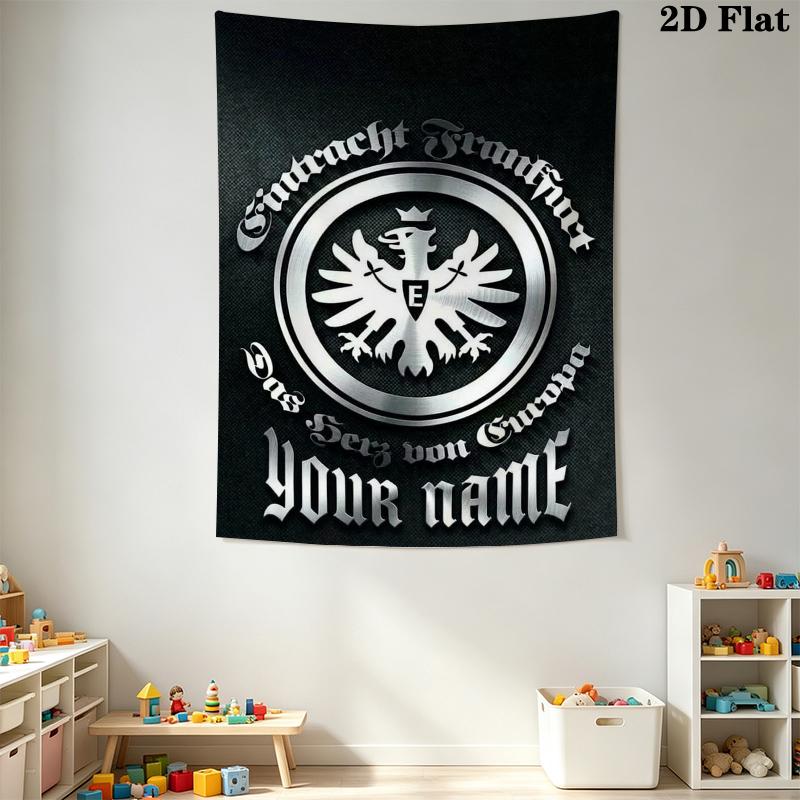 Custom Name Eintracht Frankfurt Wall Tapestry Aesthetic Wall Hanging Printed Fabric Blanket Decorative Tapestries for Bedroom Living Room Home Decor