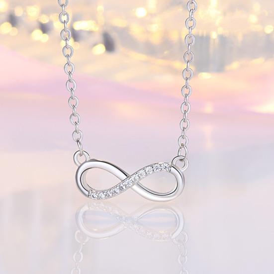 Yousheng Charm Necklace Number 8 Pendant Rhinestone Inlaid Electroplating Temperament Unfading Decorate Anti-oxidation Sparkling Bright Luster