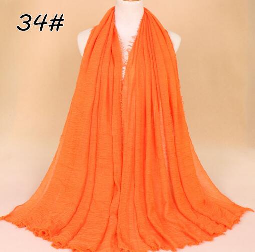 New Ethnic Oversize Muslim Crinkle Hijab Head Scarf Women Solid Bubble Cotton Shawls And Wraps Soft Big Linen Foulard Femme