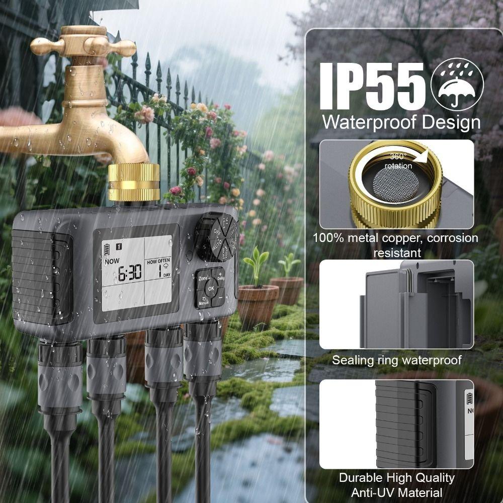 LCD Display Water Consumption Test Meter IPX5 Waterproof Electronic Water Meter Lawn Garden
