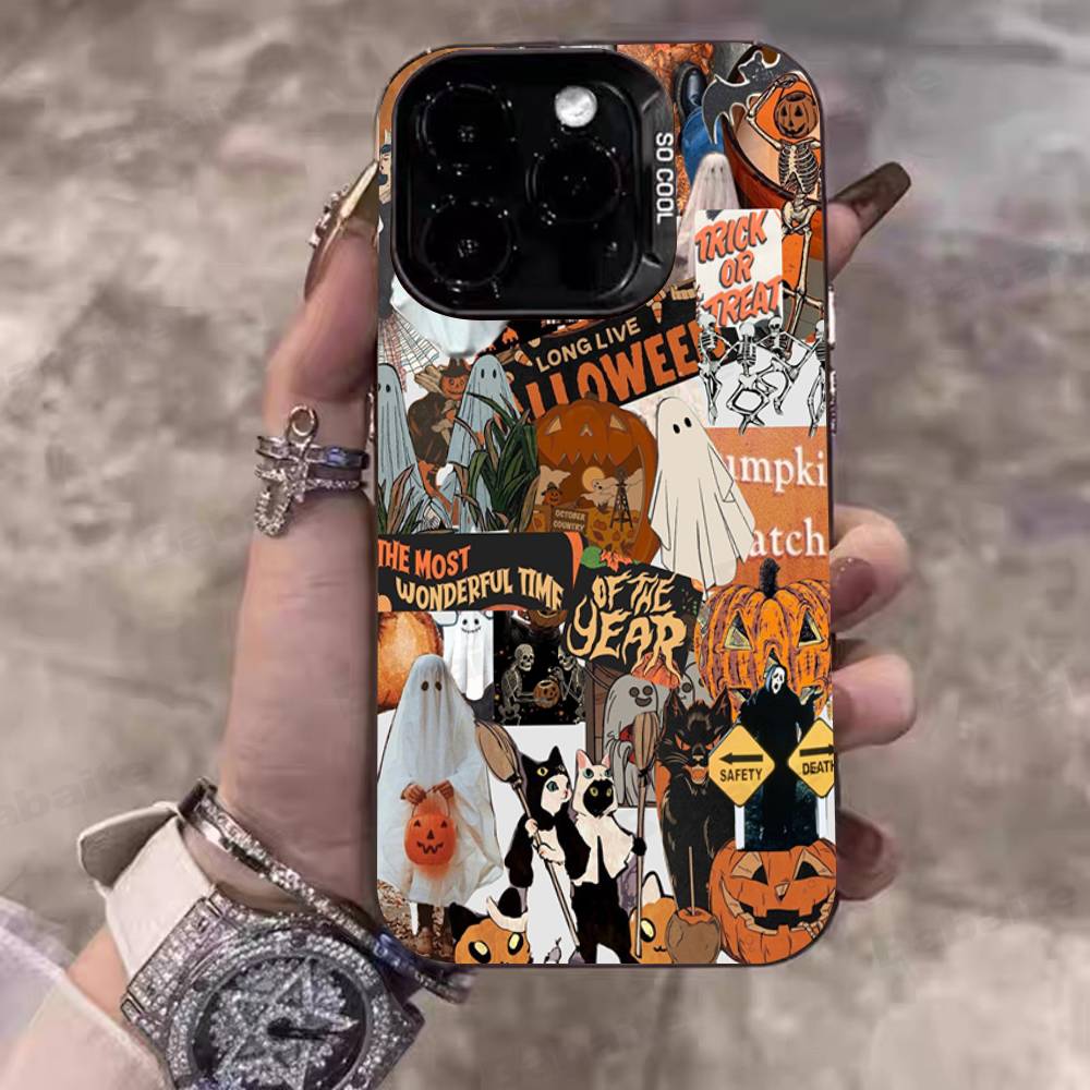 Жуткий тыквенный чехол для телефона на Хэллоуин для iPhone 17 16 15 14 13 12 11 Pro Max Plus Матовый цветной чехол