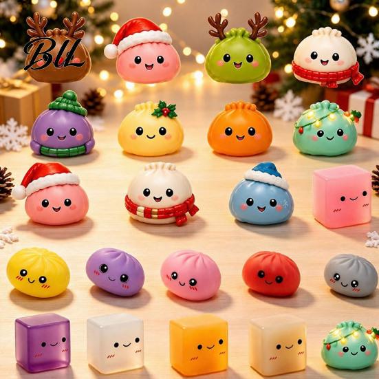 Interactive Holiday Gift for Toddlers Christmas Advent Calendar with 24Pcs Squeeze Dumplings, Soft Sensory Fidget Reusable Decoration Home Toys