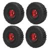 4PCS 1.9inch RC Crawler Rubber Tires 12 Hole Aluminium Alloy Wheels Hub Replacement for SCX10 1 10 Red