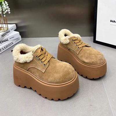 Женские замшевые ботильоны на меху, теплая спортивная обувь на меху, зимняя новая брендовая обувь на плоской подошве с короткими плюшевыми ботинками на платформе, повседневные кроссовки Botas