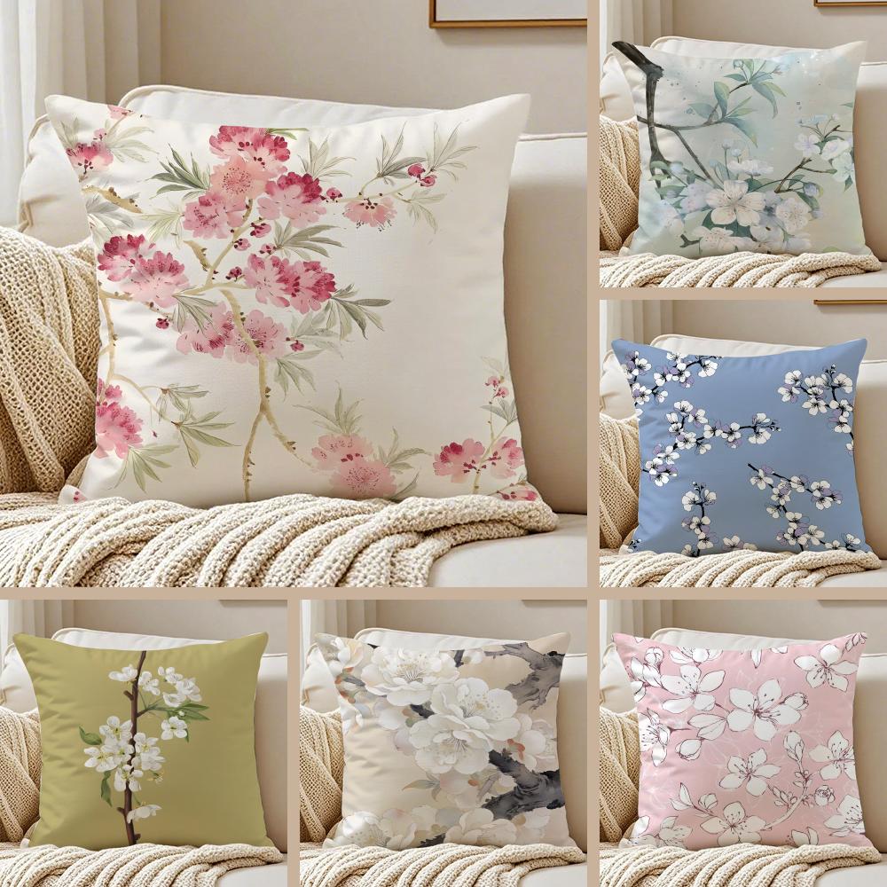 Цветы груши Цветы абрикоса Весенний цветок Наволочка для подушки Чехол для подушки Антипылевой Невидимая молния Короткий плюш Подушка для дивана