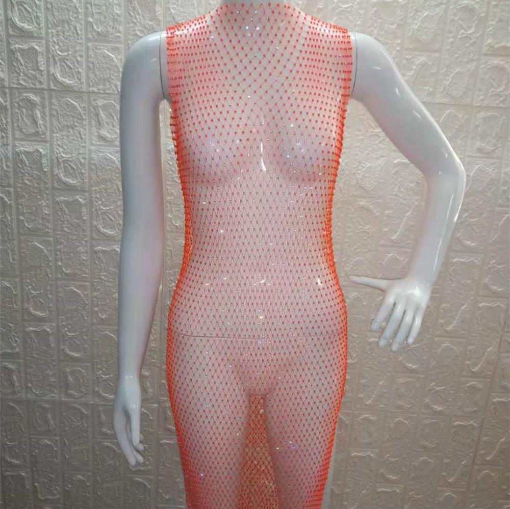 Sexy and Feminine Summer Performance and Gogo Show Style Grid Shiny Round Collar Women's Dress