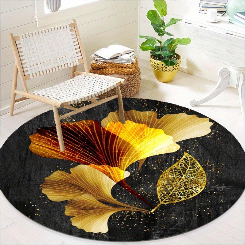 Luxury Flowers Round Rug Nonslip Area Rug Office Chair Mat Carpet For Living Room Bedroom Home Decor