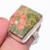 Natural Unakite Gemstone Handmade 925 Sterling Silver Jewelry Ring Size 8 P6p99