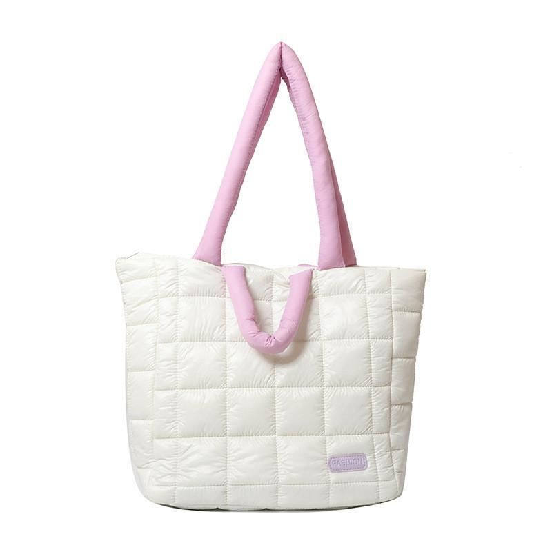 Modern Street Style Diamond Grid Cotton Jacket Tote Bag Women's 2023 Winter New Popular All-match Underarm Shoulder Bag