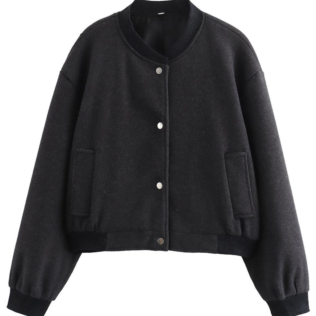 Женская модная однотонная куртка с длинными рукавами и карманами на молнии в стиле кэжуал