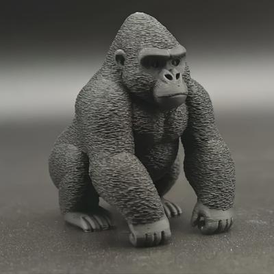 Серебряная статуэтка гориллы, напечатанная на 3D-принтере, Реалистичное украшение-шимпанзе, Для украшения рабочего стола, офиса и загородного дома