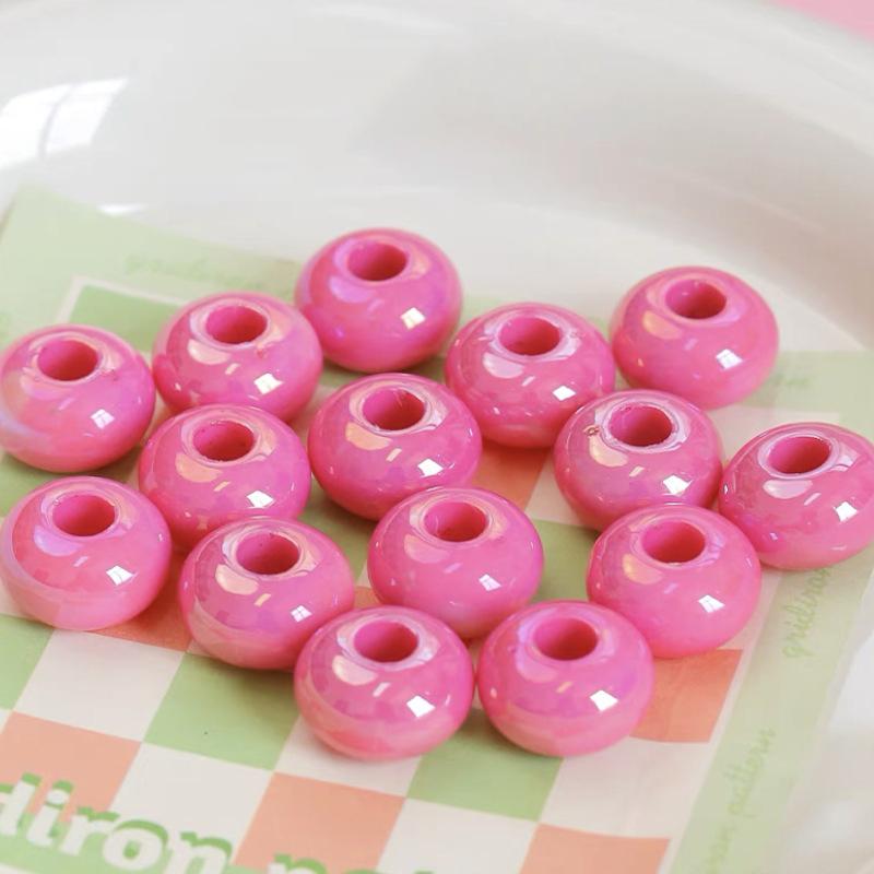 10 шт. 14 мм акриловые цветные счеты с большим отверстием, отдельные бусины, сделай сам, ручная работа, цепочка для мобильного телефона, аксессуары для волос, ожерелье, материал из бисера