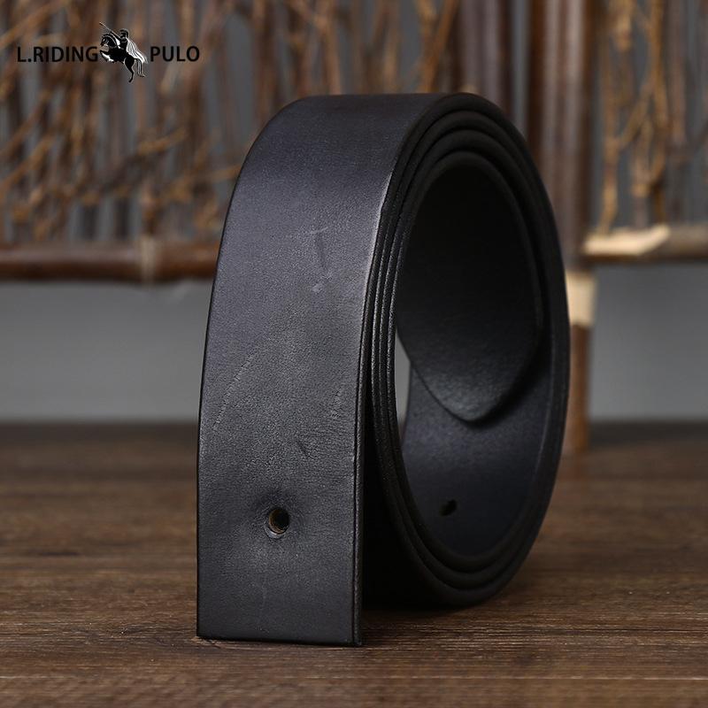 Кожаный ремень без пряжки для мужчин, Пряжка-штифт из натуральной кожи, Верхний слой из чистой коровьей кожи, Ретро матовая модная полоска для ремня
