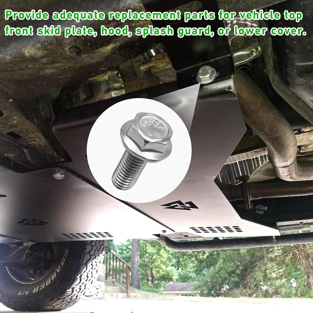 12 шт. Болты для защиты днища, Нержавеющая сталь, 12 мм, Шестигранная головка, Автомобильные болты для защиты днища, Болты фланца передней защиты днища на крыше автомобиля, Запчасти для автомобильных аксессуаров Высокие
