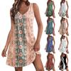 Women's Casual Sundress With Pockets Summer Boho Beach Dress Floral Blouses For Women T-Shirts Dress V Neck Loose Tank Dresses