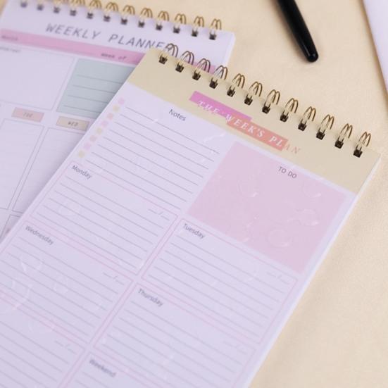 Блокнот-планировщик на неделю с 52 листами без даты в спиральном переплете. Настольный блокнот-еженедельник для личного пользования.