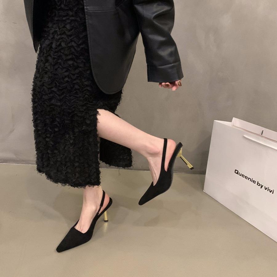 Нишевые высококачественные французские босоножки-мешки, туфли-феи 2025 года, коричневые туфли с острым носком на высоком каблуке