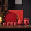 Newlywed Tea Set, Red Lantern Tea Set, Palace National Style, Household Newcomer Wedding Red Tea Set Gift