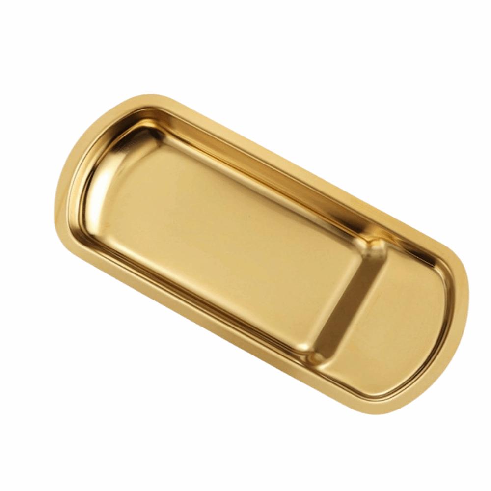 Irregular Outline Condiment Serving Tray Mirror Polished Metal Storage Tray Kitchen Use