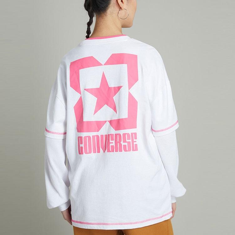 Converse Drop Shoulder Sleeve T Shirt Women's White 10022261-A02