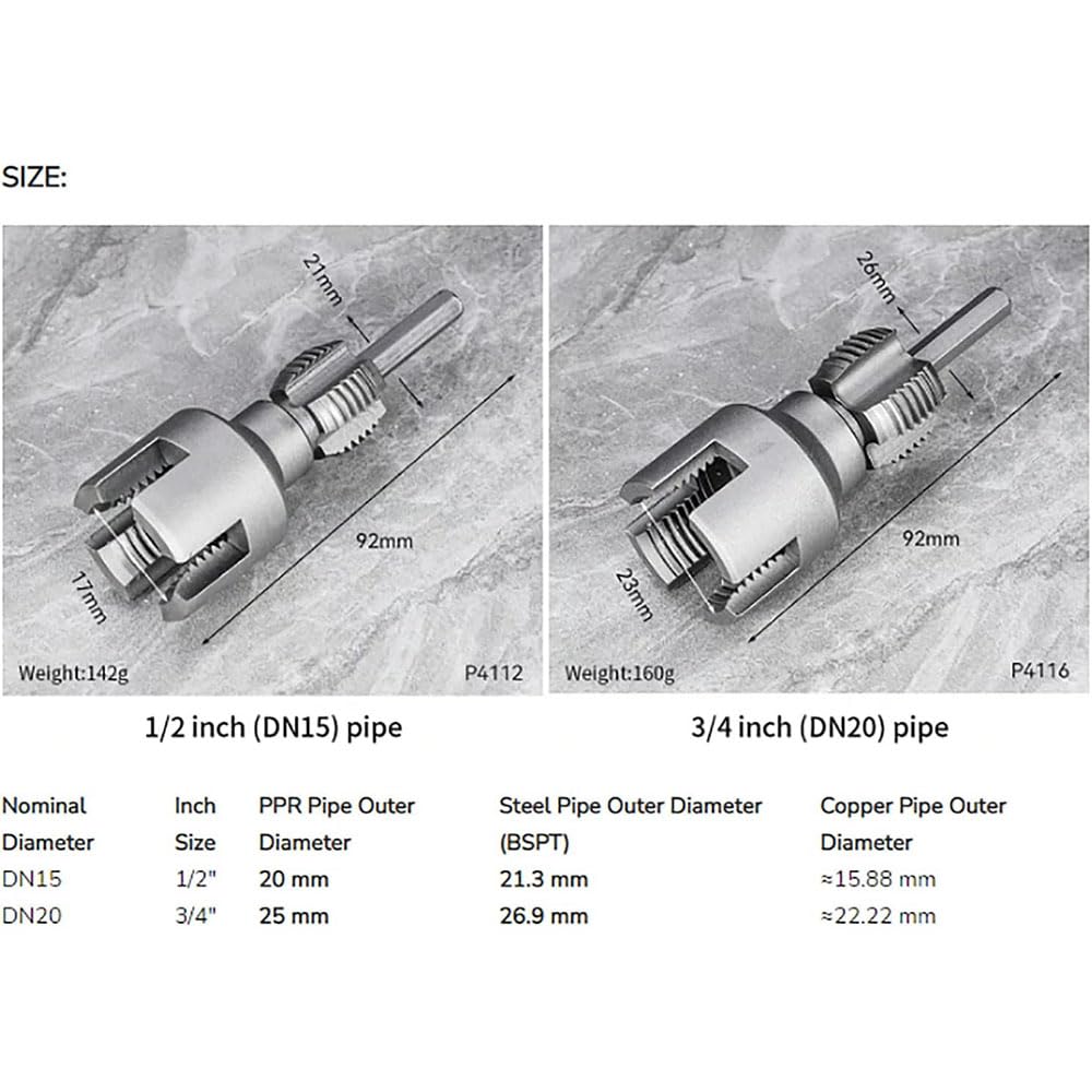 Интегрированный инструмент для нарезания внутренней и внешней трубной резьбы, новый инструмент для нарезания трубной резьбы 2025 года, 1/2" (DN15) 3/4" (Ду20) Инструмент для нарезания резьбы на трубах разных размеров