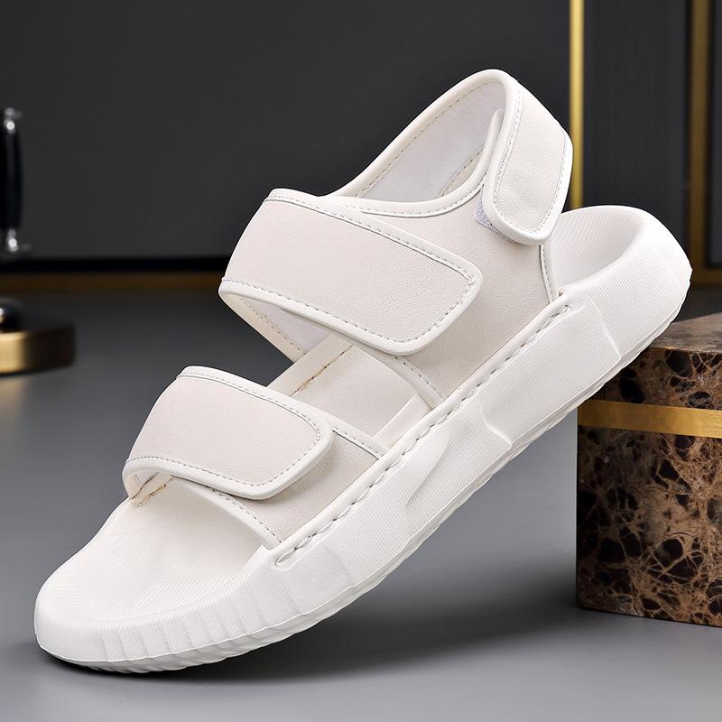 Модные новые дизайнерские сандалии из натуральной кожи для мужчин, однотонные, летние, легкие, с мягкой подошвой, повседневные пляжные туфли, мужские сандалии для улицы