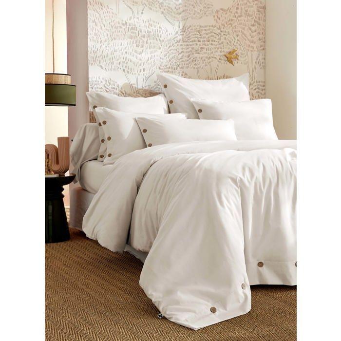 Housse de couette - EDEN - Perrine - Percale de coton 120 fils - 240x260 cm - Finition boutons coco