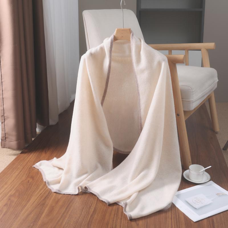 100% Cashmere Knitted Scarf Soft Warm Contrast Trim Fashion Accessory Winter Wrap Versatile Stylish Daily Wear Elegant Gift
