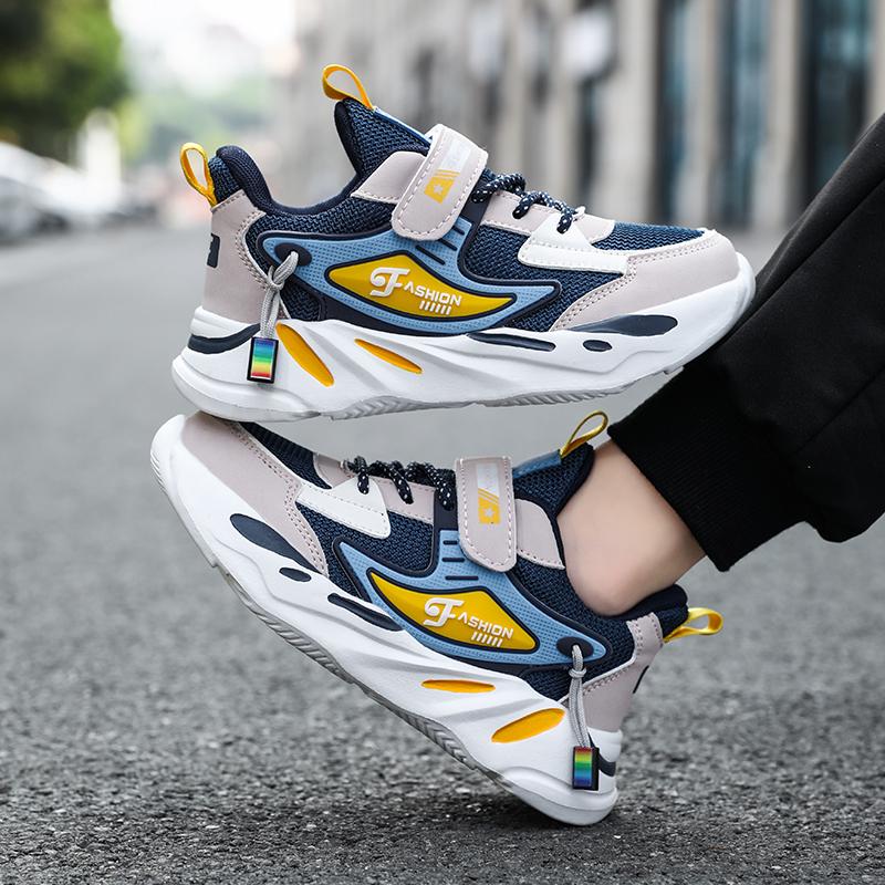 Children Sneakers for Boys Mesh Breathable Running Sports Shoes Kids Girls Flat Casual Shoes Optional Leather Big Size 40