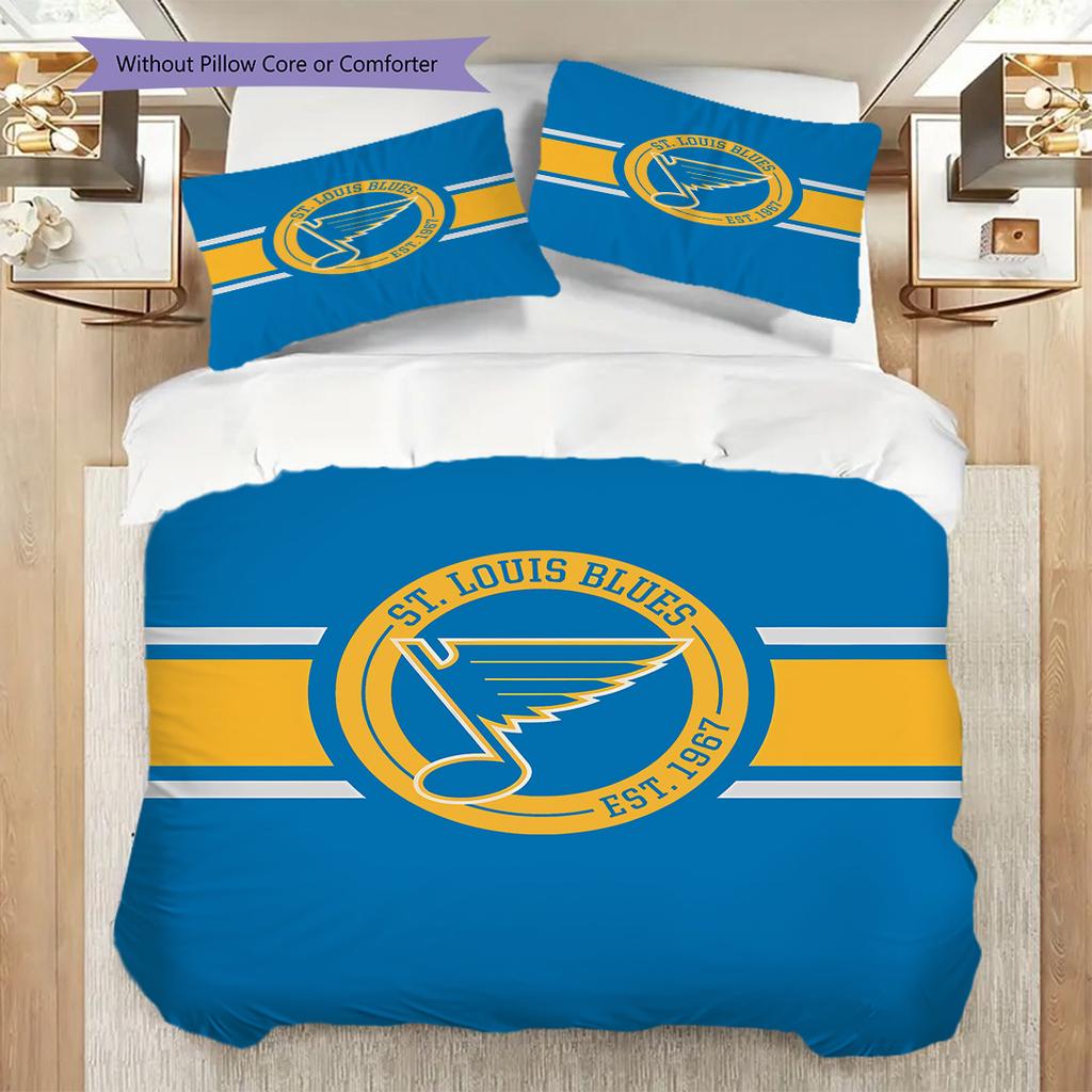 St. Louis Blues Pattern Bedding Quilt Set Quilt Cover Pillowcase Home Decoration Birthday Gift (1 * duvet cover + 2 * pillowcase, without core)