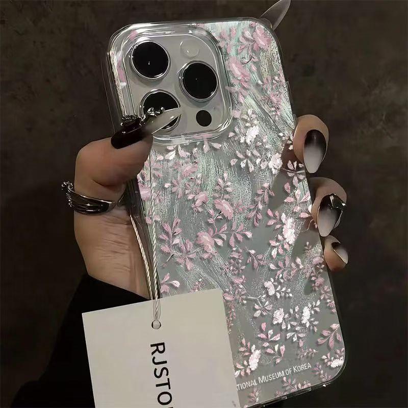 Маленький Цветочный Чехол Для Samsung Galaxy S24 S23 S22 Ultra S21 FE A16 A15 A34 A35 A55 A53 A54 5G S25 Шифоновая Текстура Блестящая Крышка