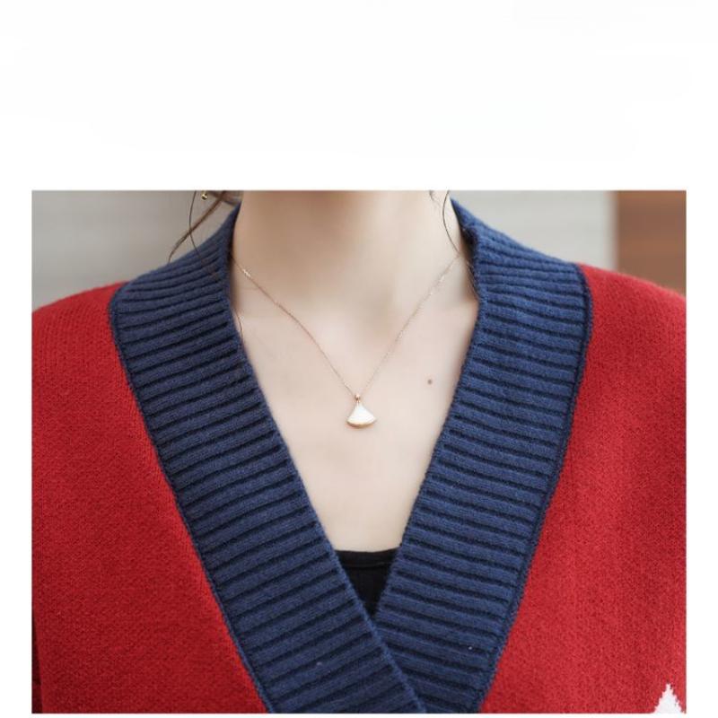 Осенне-зимний вязаный свитер, новый универсальный свитер с цветными блоками для женщин, стильный маленький кардиган, свитер с V-образным вырезом