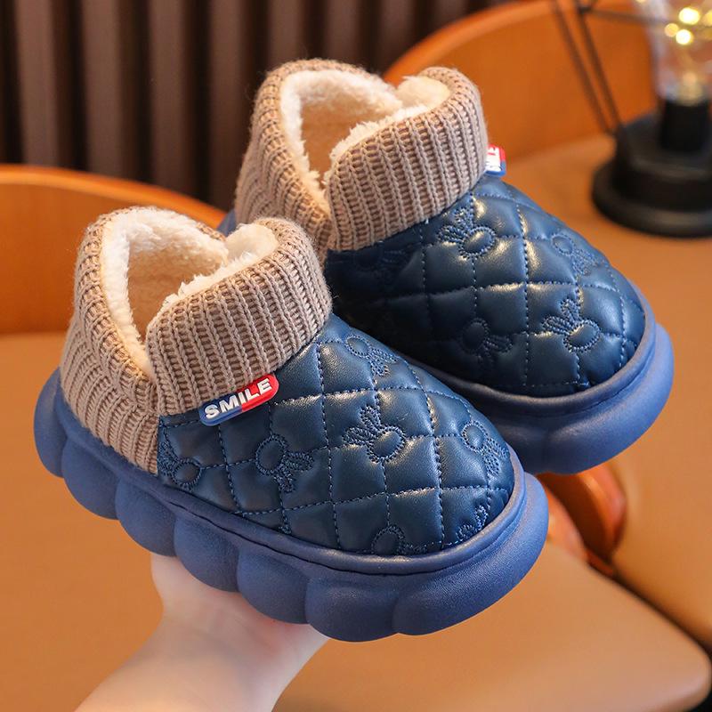 Детские водонепроницаемые хлопковые туфли с бархатной подкладкой - нескользящий дизайн с изображением мультяшного кролика для мальчиков и девочек