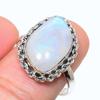 Natural Rainbow Moonstone Gemstone 925 Solid Sterling Silver Ring Size 8.5 r5C14